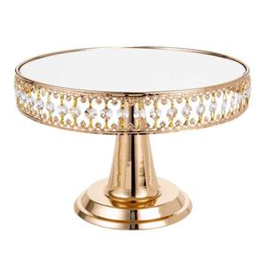 Support à gâteau rond en métal doré avec base en forme de miroir, design moderne, support de présentation de gâteau et de dessert pour la décoration de table - Product Image 6