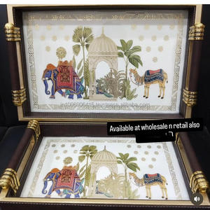 Ensemble de plateaux de rangement en bois faits à la main Design classique pour le salon et la cuisine utiliser des plateaux en cuir de crique à la maison - Product Image 3