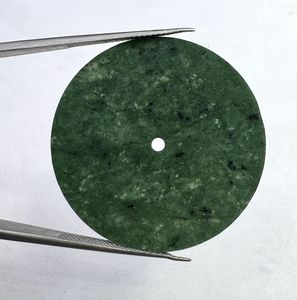 Cadran de montre en pierre de marbre vert 34,5 mm x 1,5 mm, cadran rond en pierres précieuses pour montres de luxe personnalisées - Product Image 1