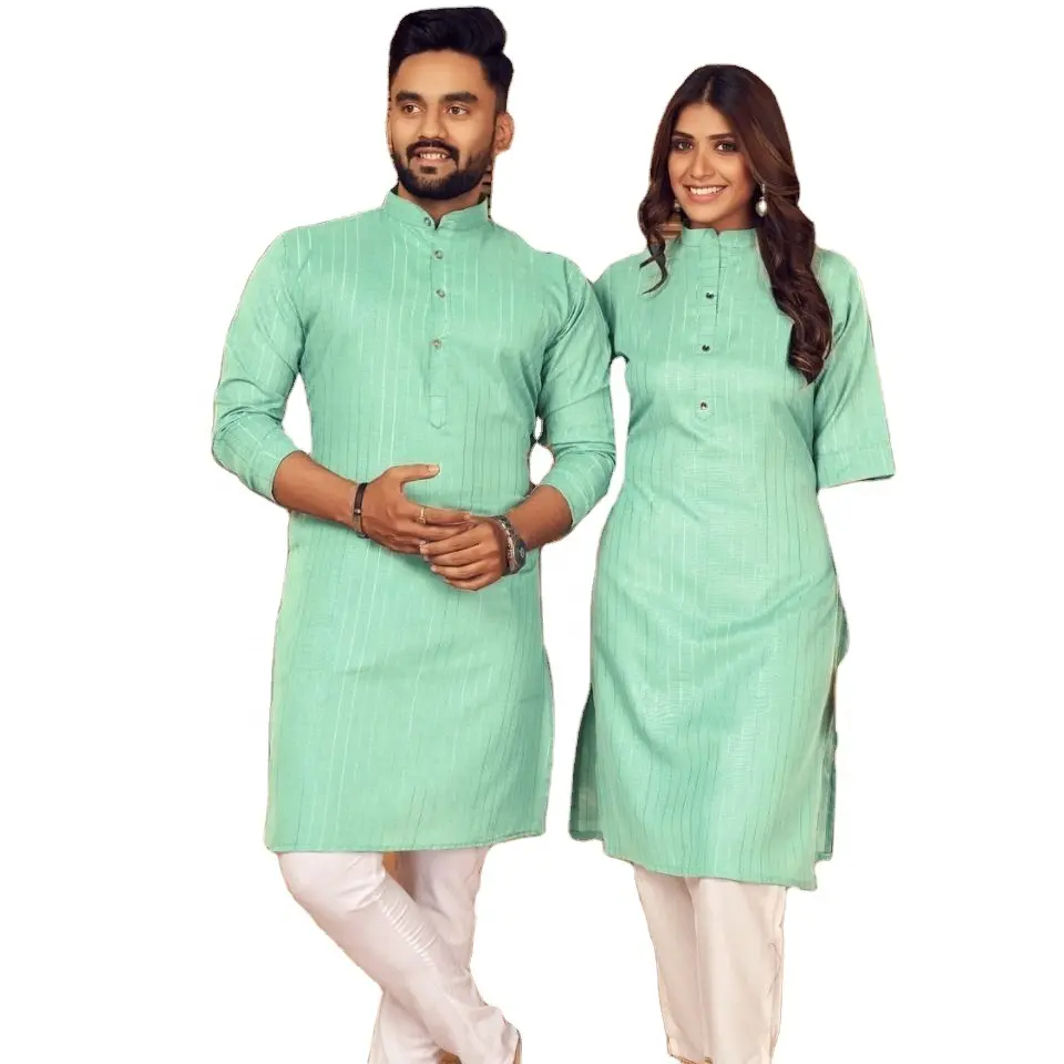 Kurta et Kurti pour Twining Couple cette saison pour hommes et femmes vêtements décontractés et festifs Vêtements pour filles 2023 Inde Surat