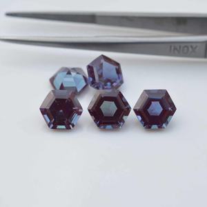 6mm laboratorio creado Alejandrita facetado hexágono forma suelta piedra preciosa al por mayor calibrada piedra de corte elegante para joyería del proveedor - Product Image 3