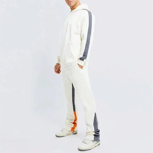 Ensemble sweat à capuche et pantalon de jogging pour homme, color block, décontracté, en molleton tricoté 100% coton, écologique, 300g, vêtements d'hiver - Product Image 1