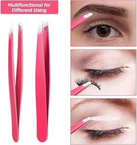 Pince à épiler pour sourcils UBI en acier inoxydable, durable et réutilisable, lot de 9 pièces avec pointe inclinée, tendance pour hommes et femmes - Product Image 5