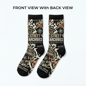Premium 320 GSM Cotton Spandex Blend Quick Dry Men's Crew Socks Black Color Rhinestone <b>Studded</b> Custom Logo Bling Streetwear - Product Image 4
