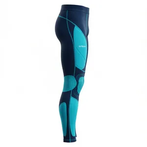 Amkoor Leggings de compression pour hommes, longueur intégrale, bleu foncé, vert sarcelle, en Spandex/Nylon, séchage rapide, taille élastique, collants de sport - Product Image 5