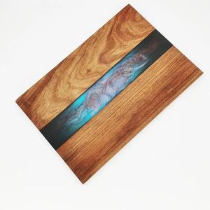 Tabla de cortar de resina y madera estilo vintage con mango de epoxi azul, bandeja para servir, utensilios de cocina, bloques de cortar duraderos al mejor precio - Product Image 2
