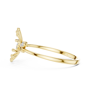 Anillo de oro macizo de 14k para mujer con diamante de corte redondo, simple, único y minimalista, para regalo, compromiso, aniversario, boda - Product Image 2