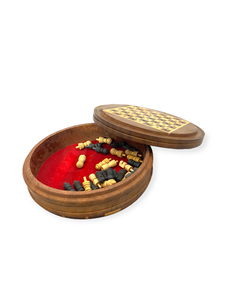 Natural 5 Inch Round <b>Wooden</b> Chess Box with Smooth Finish Tabletop <b>Game</b> Storage Container for Chess Pieces Home Organization - Product Image 3