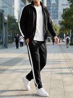 Setelan Training Olahraga Pria dengan Logo Kustom, Jaket Training Performa Tinggi, Celana Jogger Atletik Model Tapered, Seragam Tim