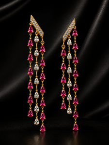 Boucles d'oreilles pendantes en argent sterling 925 plaqué or 18 carats avec pierres de zirconium cubique en forme de poire pour femme, cadeau d'anniversaire - Product Image 2