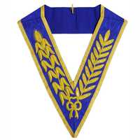 Collar Ceremonial Masónico Cuadrado de Cuero Personalizado con Bordado y Ribete Dorado para Uniforme de Oficial de Logia Masónica (Calidad Premium)