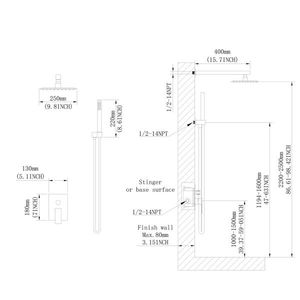 Sistema Doccia di Lusso da 10 Pollici con Miscelatore a Pioggia, Stile Contemporaneo a Doppia Maniglia, Set Completo da Parete per Bagno - Product Image 4