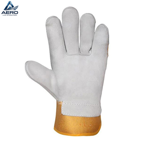 Multi-Purpose Industrial Utility Heavy-Duty Newest With Flexible Yellow Canvas Back Premium Quality Split Leather Work <b>Gloves</b> - Product Image 5