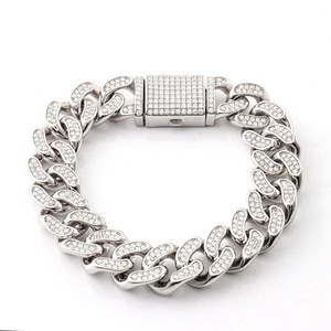 Luxury Hip Hop Cuban Link <b>Bracelet</b> Sparkling Stone <b>Bracelet</b> for Unisex Jewelry From Indian Supplier - Product Image 1