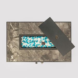 Tavolo da esterno a fuoco propano con tavolo da fuoco a Gas in Rattan con piano di piastrelle per intrattenere all'aperto - Product Image 5