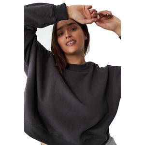 Sudaderas con capucha y sudaderas transpirables de algodón 100% con logotipo personalizado para mujer Sudadera con estampado de cuello redondo para Otoño e Invierno Suministro ODM - Product Image 3