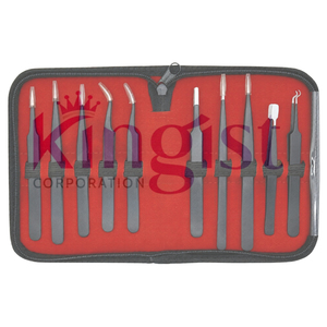 Juego de Pinzas para Extensión de Pestañas de Acero Inoxidable con Puntas de Fibra de Precisión Antiestáticas de Alta Calidad Profesional al por Mayor - Product Image 5