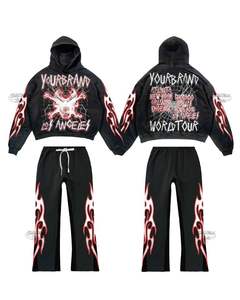 Veste zippée intégrale avec bandes latérales, pantalon large, étiquette de marque personnalisée, streetwear de luxe, survêtement d'hiver grande taille - Product Image 4