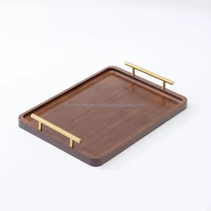 Plateau de service pliable en bois de luxe au design personnalisé avec poignée en acier inoxydable, facile à nettoyer, capacité >501 ml, à un seul niveau - Product Image 2