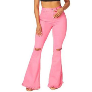 Women's Pants Trousers Casual Custom logo Cotton Boyfriend <b>Denim</b> Wide Leg Pants Jeans for Ladies Pants Women Wholesale - Product Image 1
