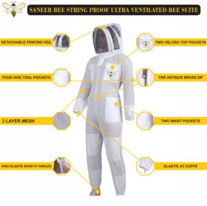 Combinaison de protection professionnelle unisexe confortable à 3 couches en coton/maille/polyester, blanche, avec détection d'aiguilles, durable et sécurisée - Product Image 4