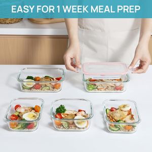 Lot de 8 récipients en verre pour aliments avec couvercles hermétiques, 220 ml, récipients pour préparation de repas, pour sucre, utilisables au micro-ondes et au four - Product Image 4