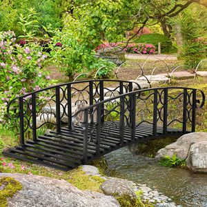 Ponte da Giardino in Metallo a 6 Archi con Ringhiere di Sicurezza e Motivi a Vite, Capacità 660 Libbre Ornamento con capacità di carico elevata e facile montaggio - Product Image 2