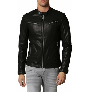 Factory Made <b>Men's</b> Stylish Leather Jackets Breathable Streetwear Fashion Solid Blue <b>Men</b> Leather jacket for <b>men</b> - Product Image 1