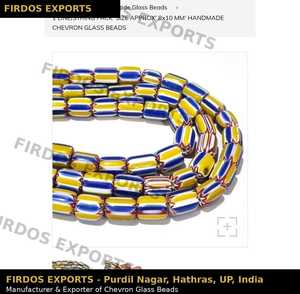 Venta al por mayor FIRDOS EXPORTS Cuentas de vidrio Chevron verdes, azules y amarillas 10x8mm Caja Kalinga Comercio Africano Muestra de molde original veneciano - Product Image 3