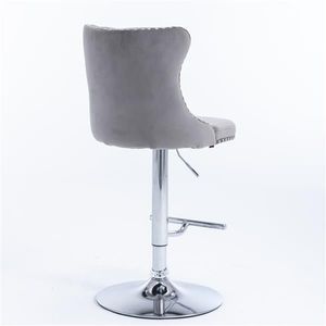 Modern 25-33 Inch Swivel Velvet Barstools with <b>Adjustable</b> Seat Height PU Upholstered Chrome Base Bar <b>Stools</b> for Home Bar - Product Image 5