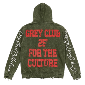 Sweat à capuche zippé pour homme 100% Coton, style vintage, délavé à l'acide, doublure satinée, effet vieilli, grammage lourd 500 g/m², délavé à la pierre, vente en gros - Product Image 2