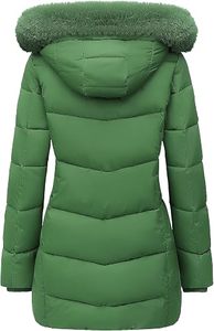 Women's Lightweight <b>Packable</b> Hooded Winter Quilted Puffer <b>Jacket</b> Detachable Sleeves Hat Zipper Closure Water Resistant Fur Wool - Product Image 2
