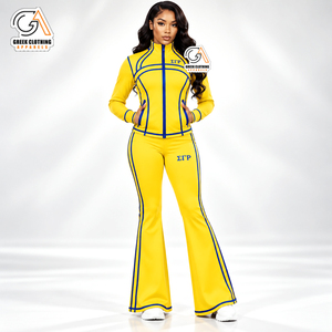 Ropa Griega, Conjunto Deportivo de Invierno de Algodón 100% Amarillo, Talla Grande, con Bordado de Sigma Gamma Rho Sorority - Product Image 1