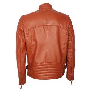 <b>Men's</b> Brown PU Casual Moto Jacket <b>Turtleneck</b> Collar Zipper Closure Regular Fit Solid Color Garment Dyed Winter Wear - Product Image 6