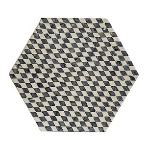 Diamond Checkered Hourglass Accent <b>Stools</b> Mother of Pearl Handcrafted Mosaic Small Side Table For Living Room <b>Bedroom</b> Decor - Product Image 3