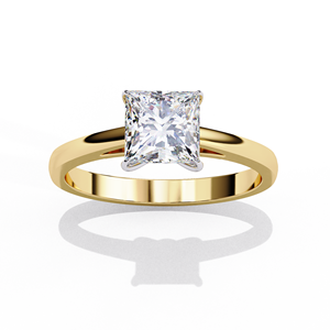 Anillo Solitario Elegante de Joyería Fina Clásica, Oro Sólido de 14K, Chapado en Rodio, Diamante Cultivado en Laboratorio con Corte Princesa, Certificado IGI - Product Image 4