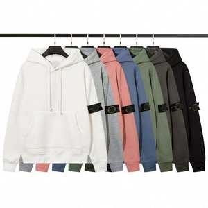 Sudadera con capucha de forro polar con insignia de Stone Island, estilo americano para otoño e invierno, de marca de moda para amantes - Product Image 1