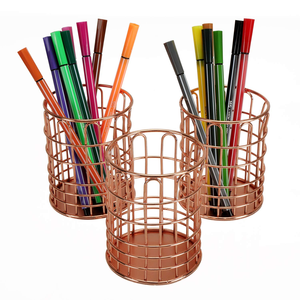 Porte-crayons en métal pour bureau, organiseur de stylos en maille moderne pour fournitures scolaires, porte-pinceaux de maquillage, rangement pour outils cosmétiques - Product Image 5