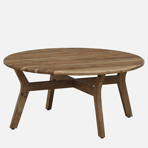 Table basse ronde moderne en bois d'acacia massif, durable, avec pieds pliants, finition riche en blanchiment, écologique, pour la maison, le bureau ou le salon - Product Image 2
