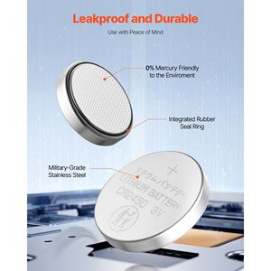 Pacco Batterie a Bottone al Litio CR2450, 20 Pezzi, Lunga Durata, 3V, CR 24, Senza Mercurio, Anti-Ingozzamento, Batterie Digitali - Product Image 3