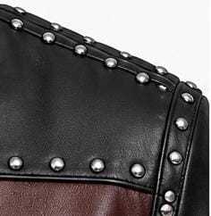 Veste en cuir à rivets pour homme, style motard, col montant, fermeture éclair - Product Image 3
