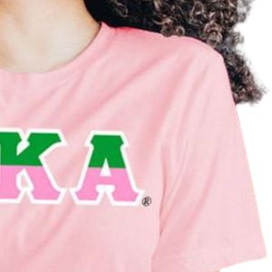 Camiseta AKA de dos tonos con letras griegas para mujer, camiseta rosa y verde para hermandades, ropa informal universitaria, top de verano - Product Image 4