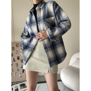 Blusa Larga de Franela a Cuadros de Lana para Mujer, Diseño Personalizado, Nueva Colección 2026, Cómoda y Elegante - Product Image 5