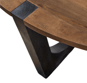 Mesa de Centro Plegable de Madera de Mango Sólida, Redonda, de Doble Tono, Personalizable, para Sala de Estar, Cocina u Hogar - Product Image 3