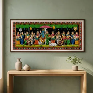 Hand Painted Krishna RaasLeela Pattachitra <b>Wall</b> Hanging traditional Indian Art Decor-Occasion Indoor Living Room <b>Wall</b> Hanging - Product Image 5