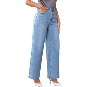 Pantalones Anchos de Tela de Cintura Alta para Mujer, Personalizados y de Alta Calidad, Pantalones Vaqueros para Mujer, Servicio OEM ODM - Product Image 1