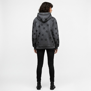Sweat à capuche surdimensionné Y2K streetwear épais, personnalisé, vintage, délavé, avec motif étoile appliqué, effet délavé à l'acide, écologique, pour l'hiver - Product Image 3