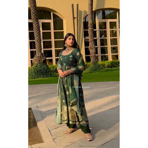 Designer <b>Evening</b> <b>Dresses</b> Stylish Anarkali Gown and Dupatta for Party Wear - Product Image 1