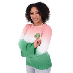 Suéter Ombre AKA Rosa, Blanco y Verde para Mujer, de Manga Larga, Cuello Redondo, Tejido de Punto, Estilo Casual Griego - Product Image 2