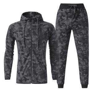 Ensemble de survêtement streetwear d'hiver à prix de gros, veste à capuche avec cordon de serrage et pantalon de jogging, respirant, léger, unisexe, athlétique - Product Image 2